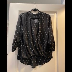 Lush Black and White Surplus Blouse Top